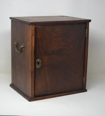 Antique 1700’s Spice Cabinet Fine Walnut With Brass Handles Cover