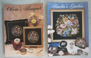 Vintage Designs Petit Point Olivias Blumenstrauß & Amelias Garten Muster Hefte - Bild 1 von 3