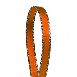 Orange Solid Color 3/8-Inch Silver Edge Ribbon, 50-Yards - Picture 1 of 1