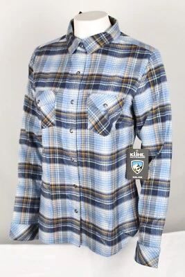Camisa de franela para mujer Kuhl Tess manga larga camisa botón a presión grande azul cielo 8457 Foto 1 de 4