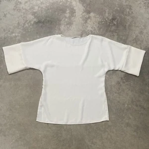 Amanda Uprichard Blouse Womens Sz Small White Side Slits Top Office Shirt - Picture 1 of 11