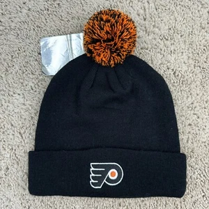 Philadelphia Flyers Beanie Zephyr Graf-X Black Team Logo Pom Cuffed Knit Cap NWT - Picture 1 of 5
