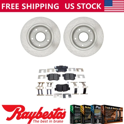 Kit de rotores de freno traseros + pastillas de cerámica y herrajes para Honda Accord 2003-2007 Foto 1 de 4