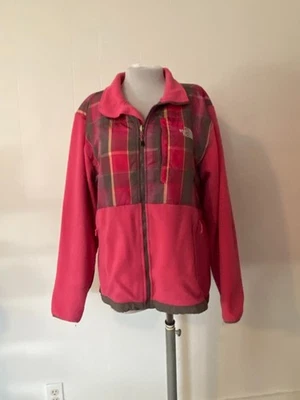 Chaqueta North Face Denali Fleece XL Rosa Cuadros Nylon Resistente a la Lluvia Abrigo con Cremallera LEER Foto 1 de 4