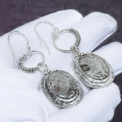 Pendiente de joyería de plata de ley 925 hecho a mano con piedras preciosas de coral Stingrey 2,48 " S731 Foto 1 de 3