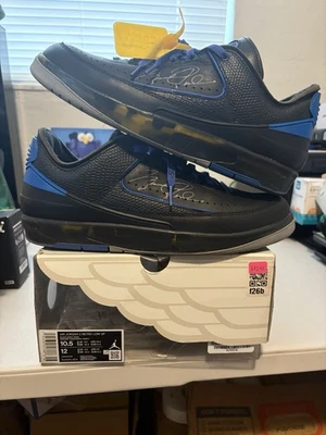 Tamanho 10.5 - Off-White x Air Jordan 2 Retro SP Preto Baixo Varsity Royal - Imagem 1 de 4