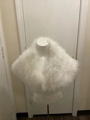 De Colección PLUMA Capelet Envoltura Formal Boda Nupcial Hecho en EE. UU. Blanco Foto 1 de 4