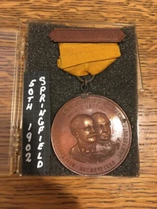 1902 U.S. Springfield, Mass. Golden Jubilee Medal W/ Ribbon, 45mm , Rare - Picture 1 of 8