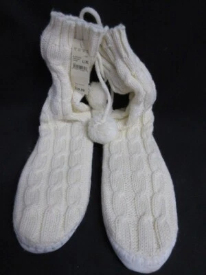 Calcetines Eddie Bauer Tejido con Cable Marfil con Pompones, Talla Grande, X Lg, Nuevos con Etiquetas Foto 1 de 4