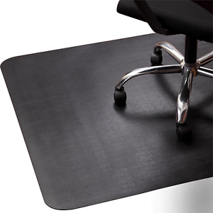 Office Rolling Chair Mat for Hardwood and Tile Floor, Black, Anti-Slip, Non-Curv