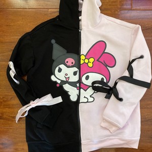 half kuromi half melody moletom com capuz
