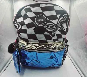 Justice backpack 17" school butterfly pink blue metallic - Picture 1 of 6