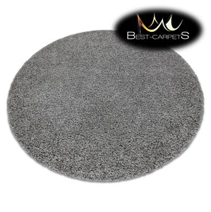 Amazing Modern Rug shaggy "SOFFI" 5cm, circle, single-colour, GREY High Quality - Picture 1 of 6