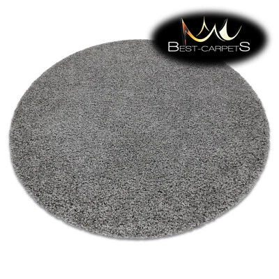Amazing Modern Rug shaggy "SOFFI" 5cm, circle, single-colour, GREY High Quality - Image 1 of 4