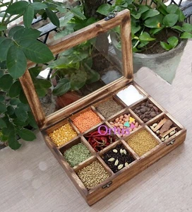 Mango wood Spice Box Masala Box Dry fruit box Utility Box Made of Finest wood  - Picture 1 of 7