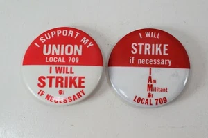 Vintage Local 709 (Lockheed-Martin, Marietta GA) Strike Buttons Lot of 2 - Picture 1 of 3