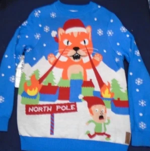 Tipsy Elves Massive Laser Katzenaugen Weihnachten Rundhalsausschnitt Pullover Sweater Medium - Bild 1 von 2