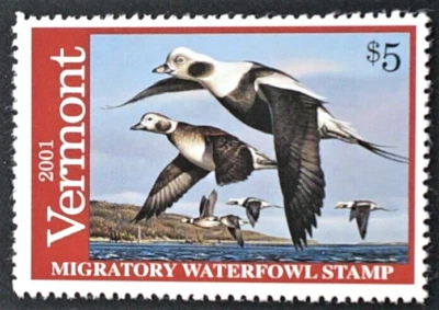 2001 Vermont Duck Stamp, VT16, Long-tailed Ducks by George Lockwood - Image 1 of 2