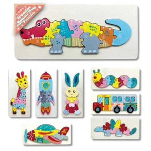 Holzpuzzle 10 Teile Tablett Zahlenpuzzle verschiedene Designs - Bild 1 von 8