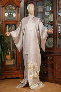 DEAR VANILLA JAPANESE SILK TOMESODE KIMONO WOMEN'S AUTHENTIC JAPAN MADE VINTAGE - Picture 1 of 10