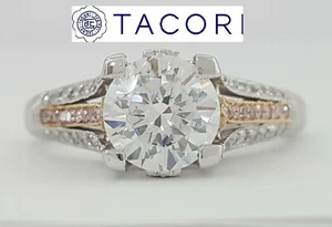 TACORI Crescent 2587PTRD7 Platinum 18K Semi-Mount Engagement Ring 0.33 ct - Picture 1 of 11