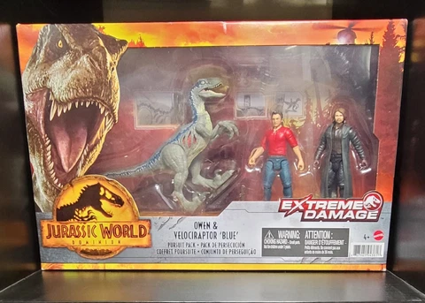 Mattel Jurassic World Owen Grady & Velociraptor Blue 3.8 inch Action Figures Cover