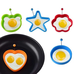 US 4PCS Silicone Egg Frying Mold Ring Pancake Silicone Non-stick Mould Tool Pan - Picture 1 of 13