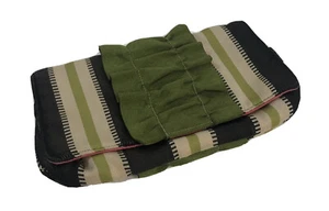 Women's 1154 Lill Studio Stripe Green Ruffle Clutch Bag Handbag - Picture 1 of 8