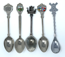5 Collectable Souvenir Silver Spoons - Sweden - Oland - Norge - Bergen