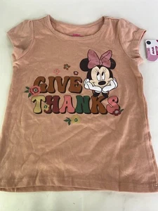 Disney Minnie Mouse Give Thanks Short Sleeve Tee T-Shirt Top Girls Size 6 - Picture 1 of 5