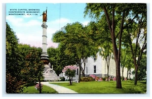 Monumento Confederado al Capitolio del Estado Montgomery Alabama AL 1943 Postal G11 - Imagen 1 de 2