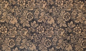 BLOOMCRAFT BISMARK BLACK FLORAL BROWN VINTAGE CUSHION FABRIC BY THE YARD 54"W - Picture 1 of 5