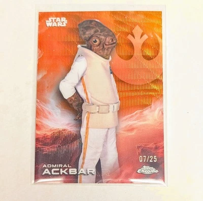 2025 Topps Chrome Star Wars  #1 Admiral Ackbar Orange Refractor 07/25 - Image 1 of 3