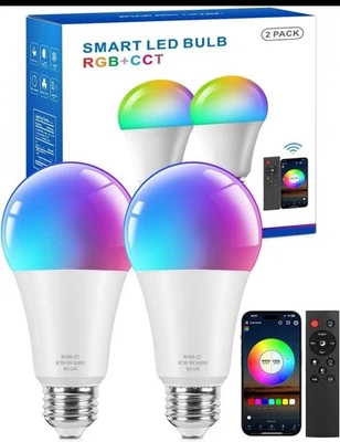 Smart A19 LED Light Bulbs 9W Color Changing E26 Bluetooth with Remote Control - Image 1 of 4