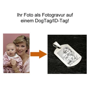 ID Tag Dogtag Edelstahl Fotogravur vom eigenen Foto als Geschenkidee mit Gravur - Bild 1 von 4