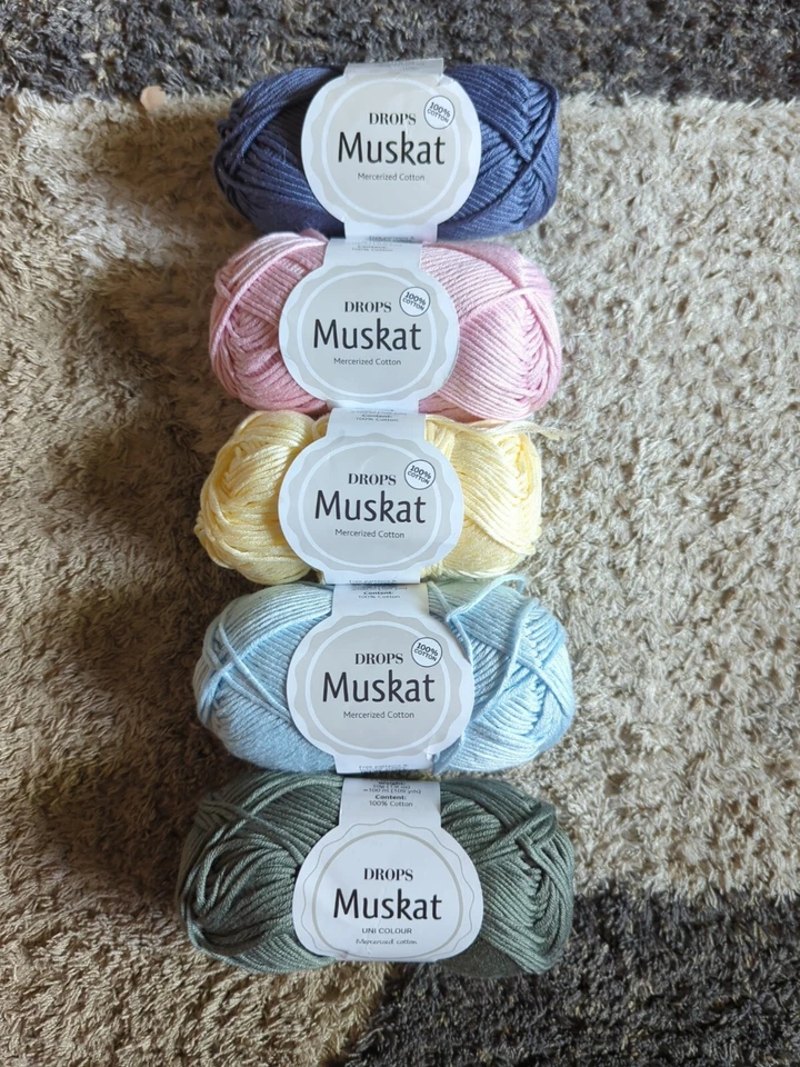 5 Fios DROPS MUSKAT MERCERIZADO 100% ALGODÃO COLORWAYS 05/07/60/90/91 - Imagem 1 de 4