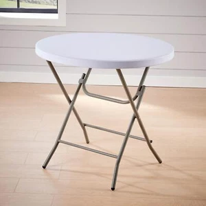 Round Folding Table Trestle Camping Party Picnic BBQ Stall Garden Indoor Outdoor - Picture 1 of 3
