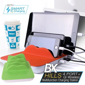 The Hills 4 Ports Qi Wireless Multifunktion Smartphone Ladestation Ipad - Bild 1 von 12