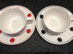 2 x Keramik Jumbo Tasse Secla Portugal gepunktet weiß - rot - schwarz - Punkte - Bild 1 von 9