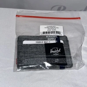 Herschel Men's Charlie RFID Card Case Wallet, Raven Crosshatch Brand New Grey - Picture 1 of 4