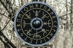 Medieval Handmade 24" shield Viking Shield replica Armor Round Wooden Shield - Picture 1 of 4