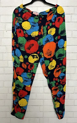 Pantalones Jams World Vintage Años 80 Surf Line Honolulu Floral Neón Negro Mediano M Foto 1 de 4