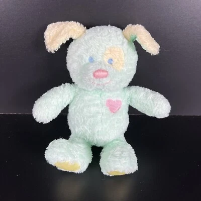 Sonajero de felpa verde menta Gund Heads & Tales cara bordada corazón rosa Foto 1 de 4