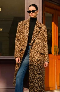 COMMENSE BETH DUTTON YELLOWSTONE LEOPARD CHEETAH ANIMAL PRINT COAT LONG M NWT - Picture 1 of 7