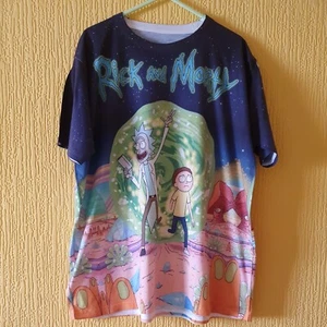 Herren Allover-Druck Rick and Morty T-Shirt Top Größe Large Sci Fi Cartoon Erwachsene - Bild 1 von 2
