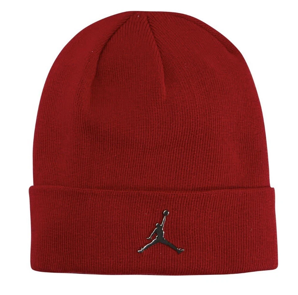 KIDS' JORDAN JUMPMAN LOGO CUFFED BEANIE 8-20 YOUTH RED/METALLIC SILVER2