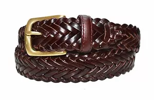 796 W-Damen Vollnarbenrindsleder Handgeflochten Leder Gürtel Massive Messingschnalle - Bild 1 von 47