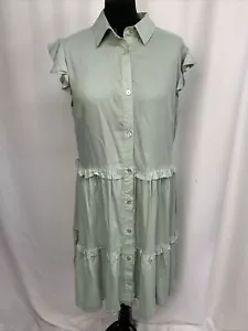 LIPSY Smock Women's Shirt Dress Size UK14 Green Pale Short Sleeve Holiday E1727 - Picture 1 of 11
