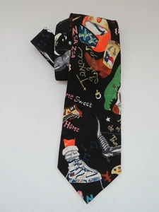 1991 Novelty Necktie Nicole Miller Texas 2 Step Boots Night on the Town Party - Picture 1 of 7