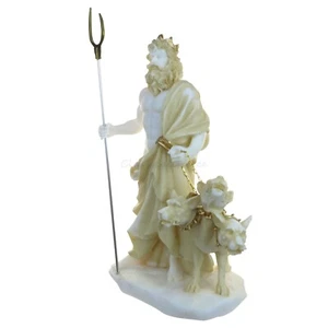 Statue Ancient Greek God Hades Cerberus Alabaster 9"-23cm Cast Marble Mythology - Picture 1 of 7
